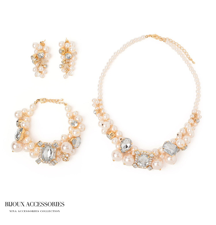 ネックレス ピアス ブレスレット アクセサリー セット パーティー パーティ カジュアル 結婚式 披露宴 二次会 お呼ばれ 食事会 謝恩会 レディース パール ビジュー ゴージャス 3点セット 20代 30代 40代 アクセサリーセット