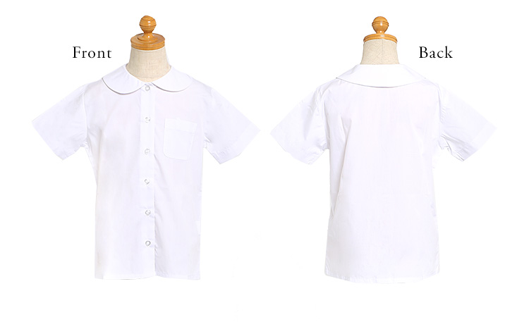 ブラウス 子供 女の子 キッズ 半袖 白 ホワイト 丸衿 丸襟 洗える 制服